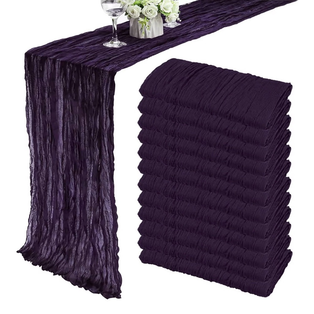 EUC Crushed Sheer Table Runner - Deep Plum Purple - Lot of 12